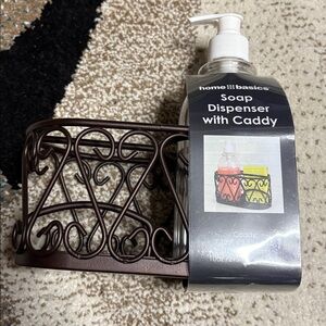 Plastic Soap Dispenser w Bronze Caddy. NEW. $13 each or two for $23